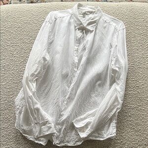 Marks & Spencer M&S MS Classic White Men's Shirt Linen Button